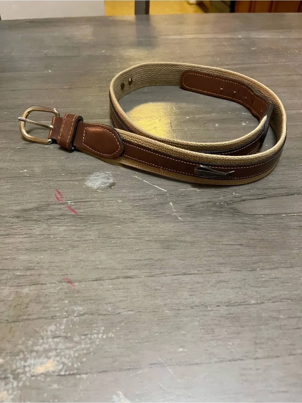 Men's Brown Canvas and Leather Belt
